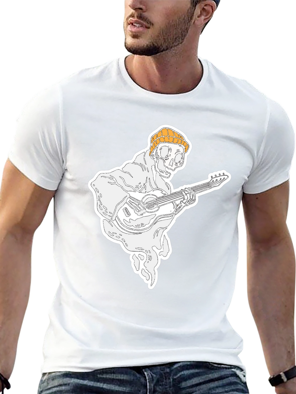 Ghost Guitar Player Black T-Shirt