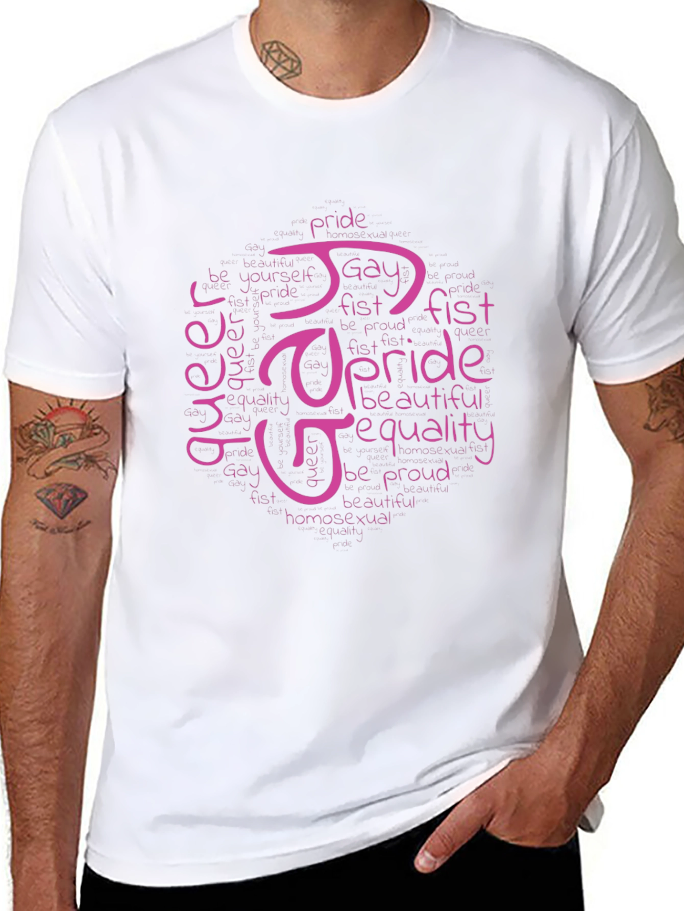 Pride LGBTQ+ Word Art T-Shirt - Black