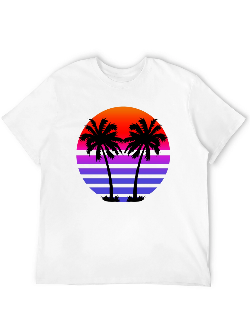 Retro Sunset Palm Tree Black T-Shirt