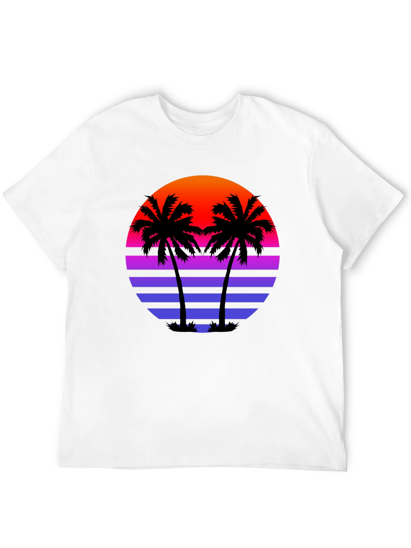 Retro Sunset Palm Tree Black T-Shirt