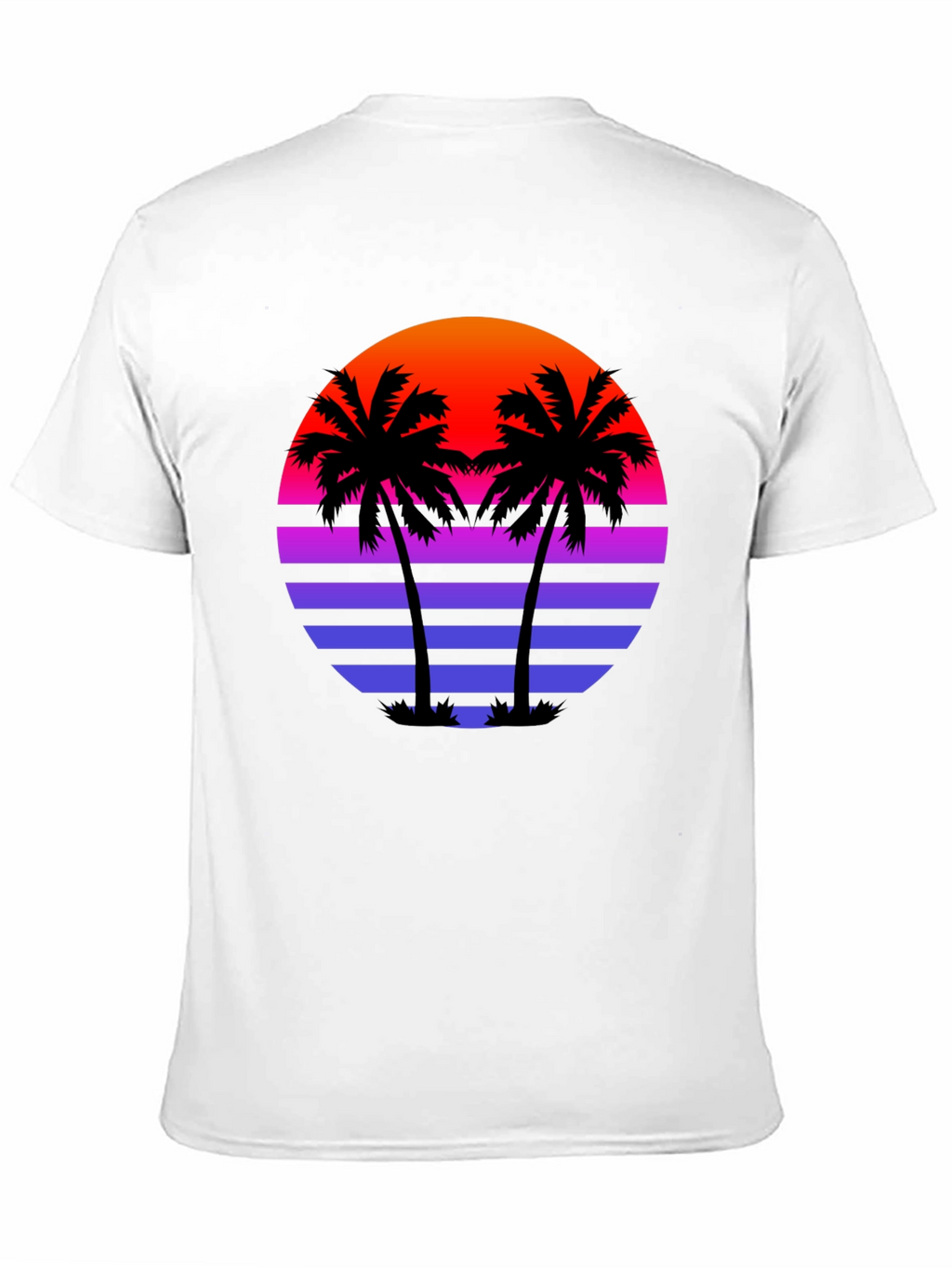 Retro Sunset Palm Tree Black T-Shirt