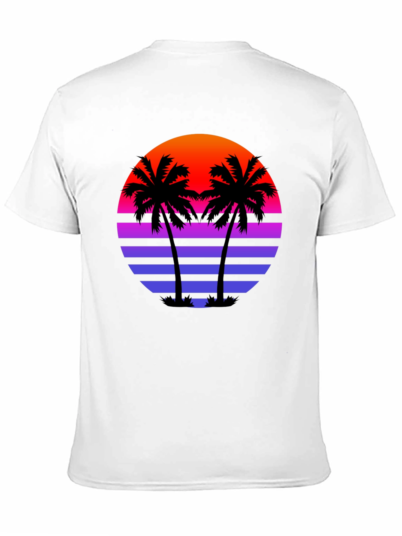 Retro Sunset Palm Tree Black T-Shirt
