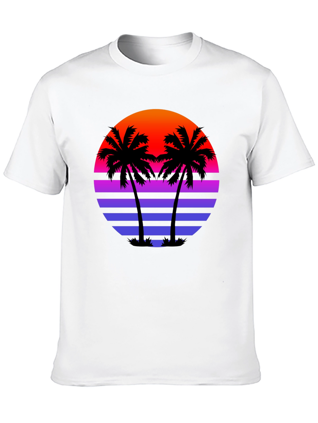 Retro Sunset Palm Tree Black T-Shirt