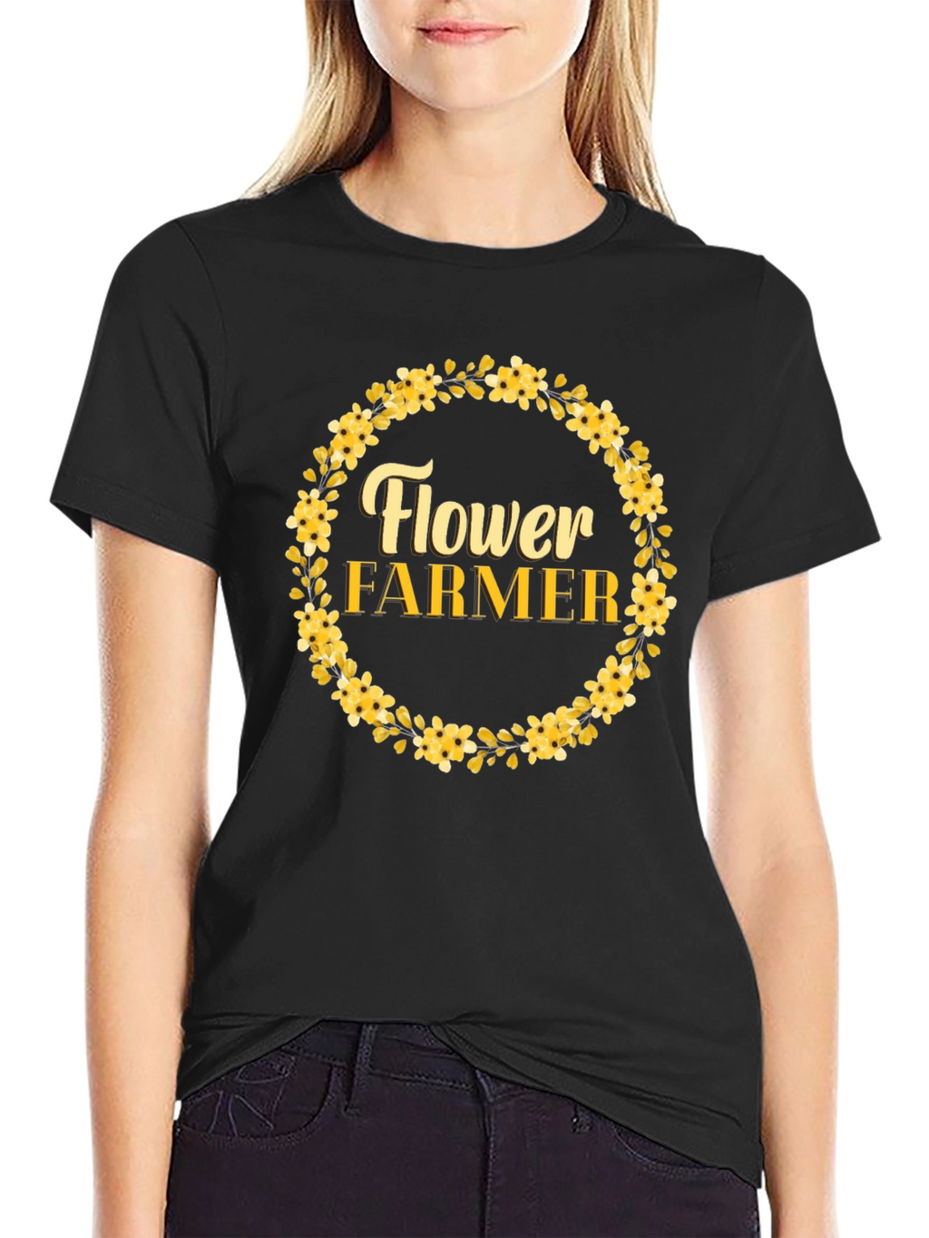 Flower Farmer Graphic T-Shirt - Floral Wreath Design