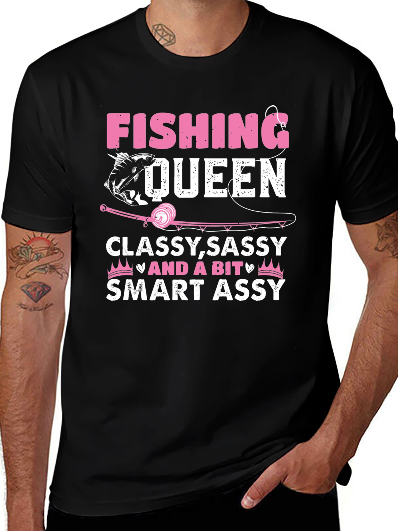 Fishing Queen Womens T-Shirt - Classy Sassy Smart