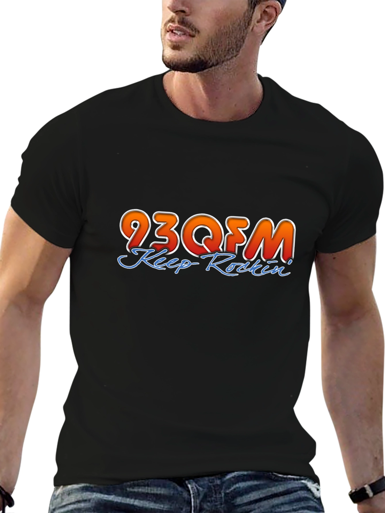93QFM Keep Rockin Black T-Shirt