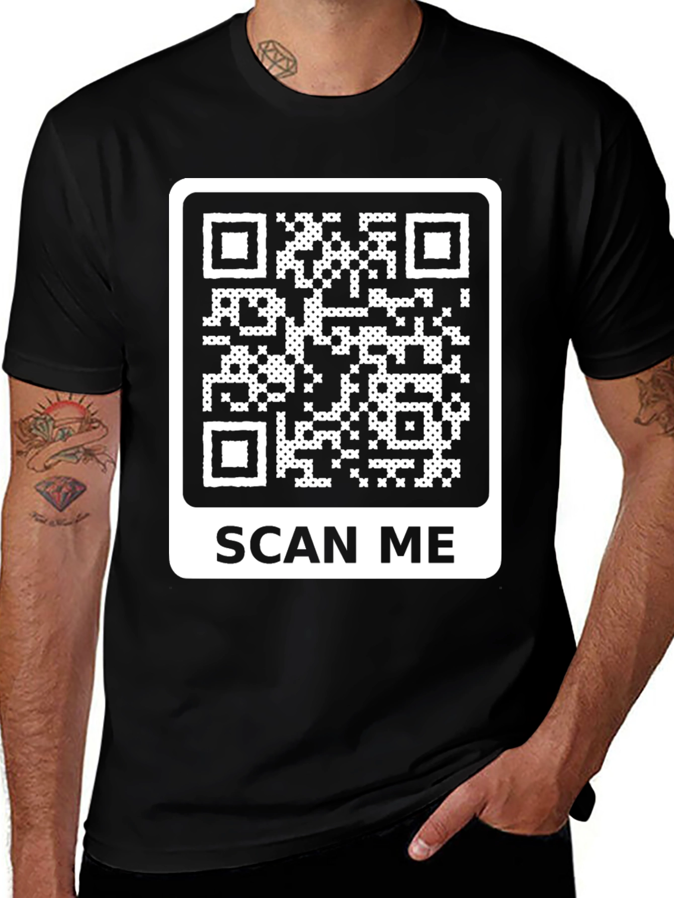 Scan Me QR Code T-Shirt - Black Casual Tee