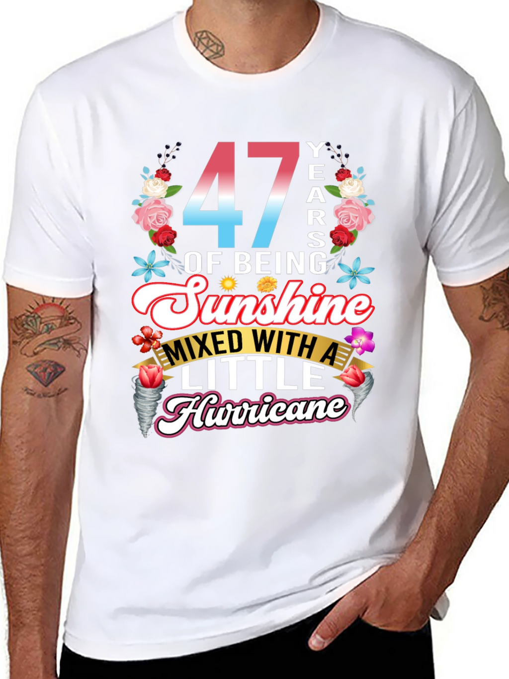 47 Years of Sunshine and Hurricane Graphic T-Shirt