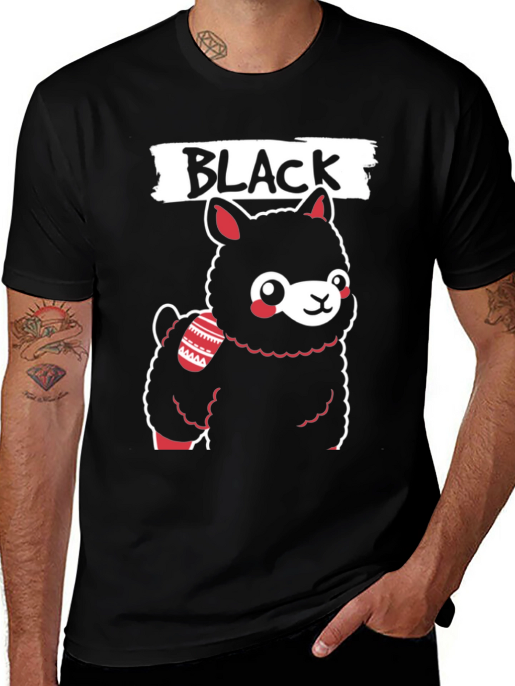 Black Llama T-Shirt - Cute Graphic Tee