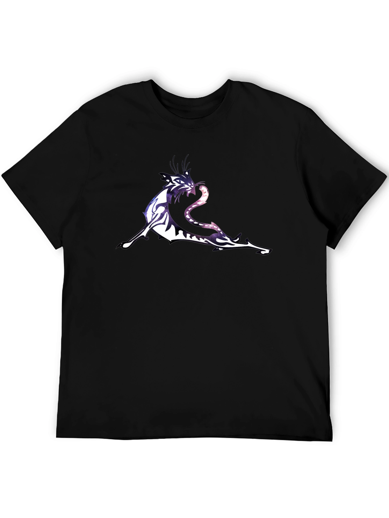 Black Graphic T-Shirt with Tiger & Snake Design