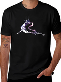 Black Graphic T-Shirt with Tiger & Snake Design