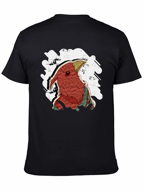 Abstract Bird Graphic Tee - Black