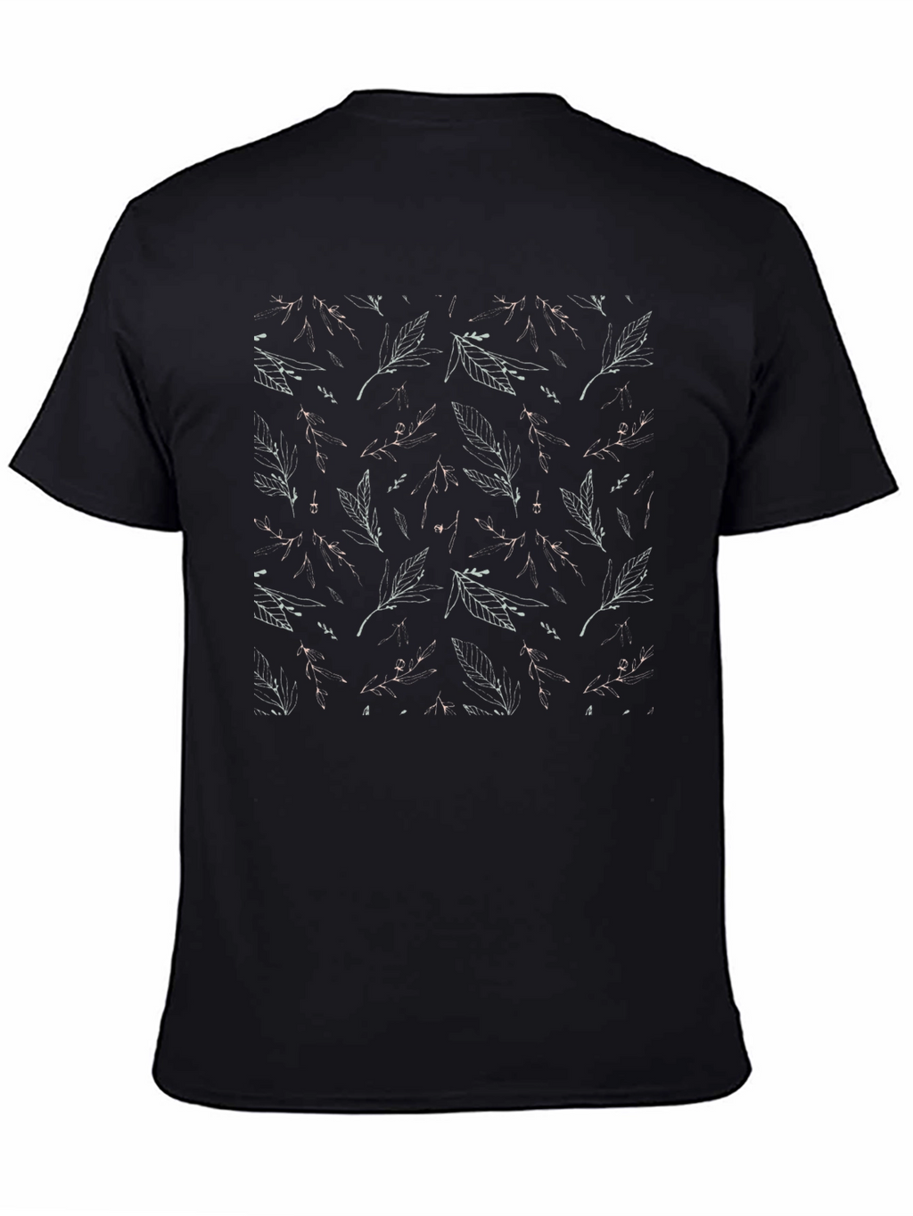 Leaf Pattern Black T-Shirt