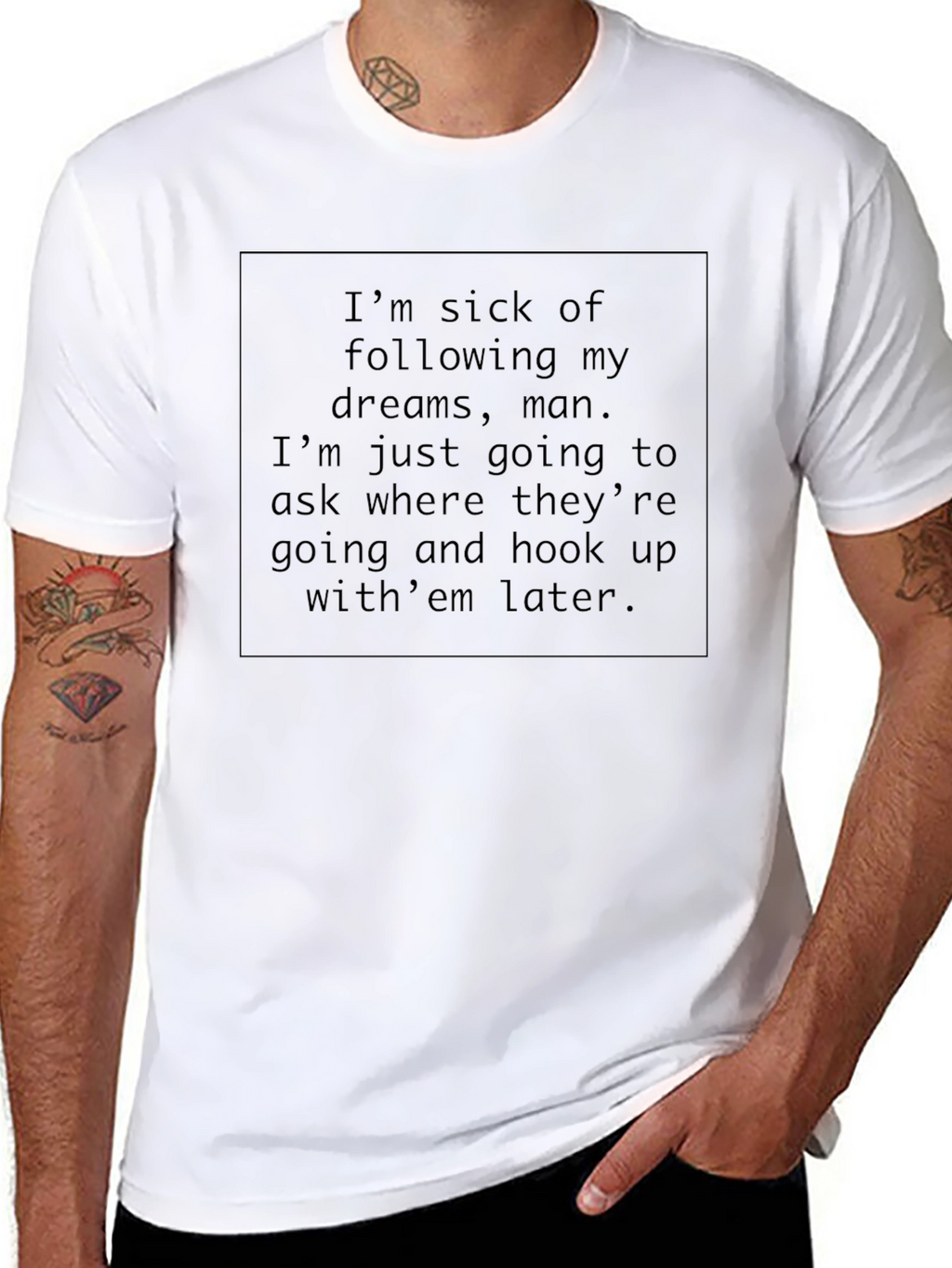 Funny Dream Chaser T-Shirt -  Mens Black Tee