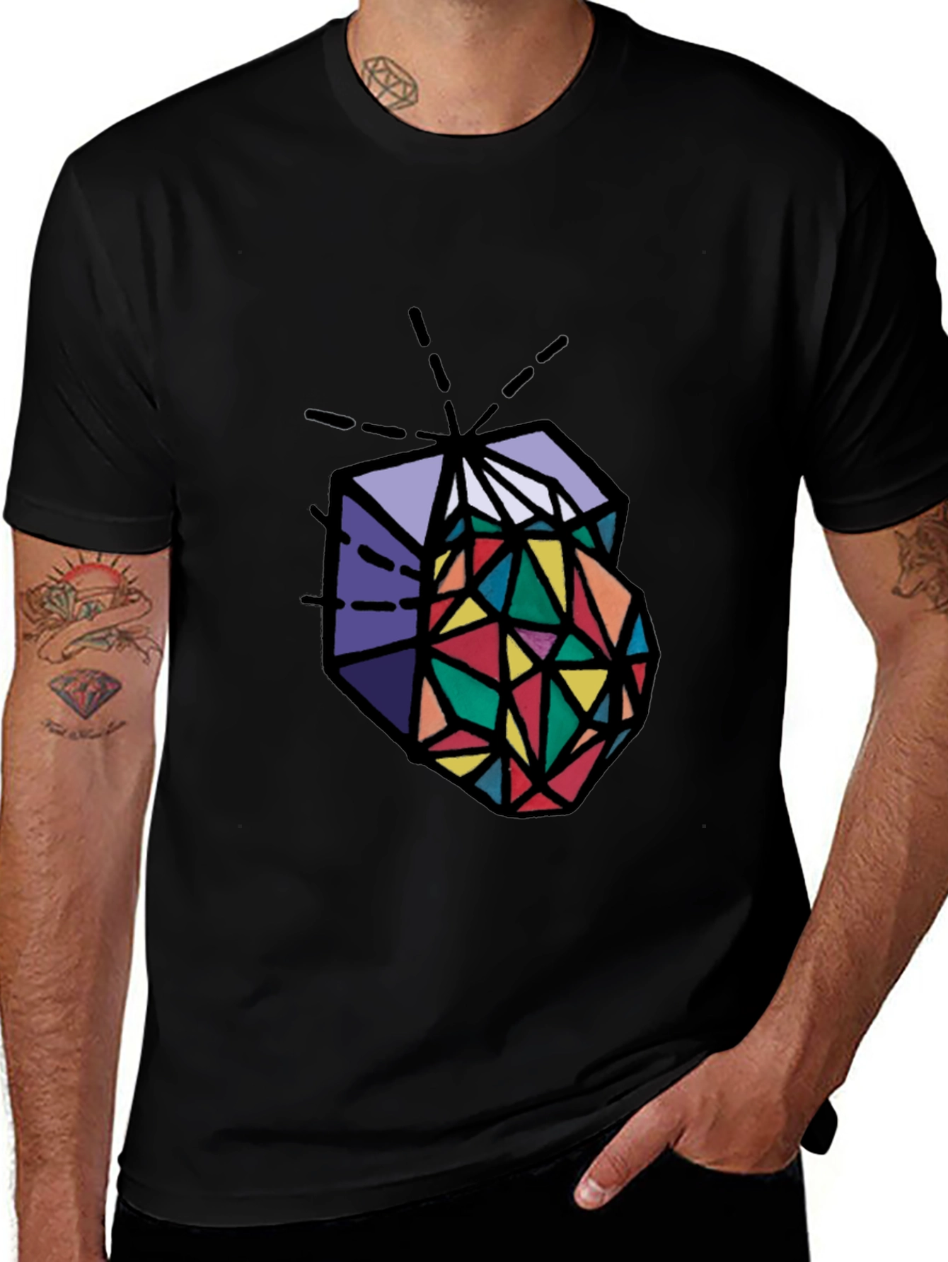 Geometric Prism Graphic Tee - Stylish Mens Black T-Shirt