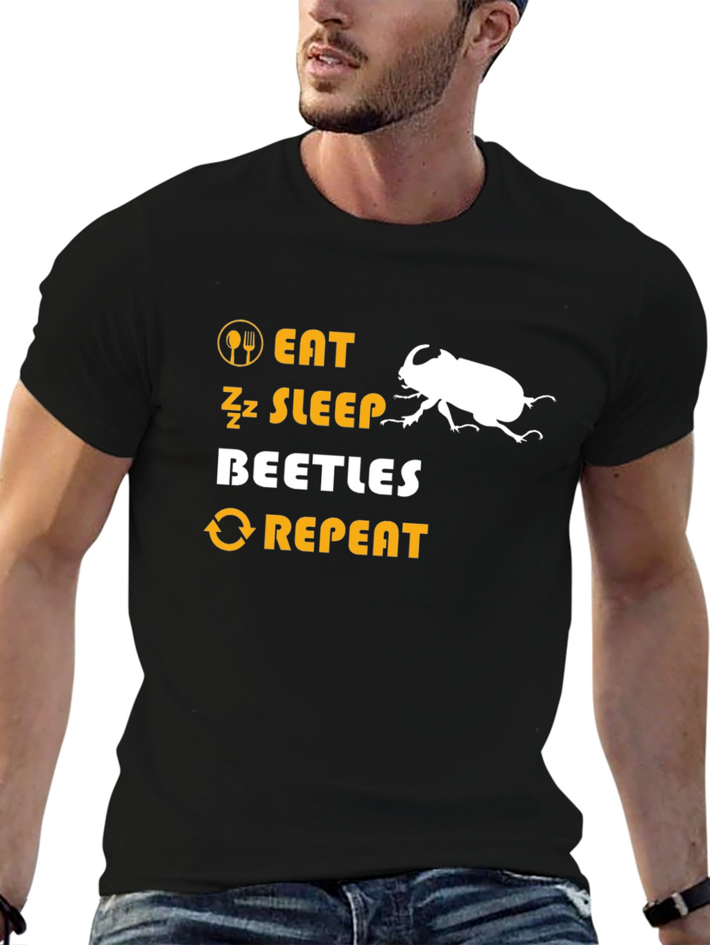 Eat Sleep Beetles Repeat Graphic T-Shirt