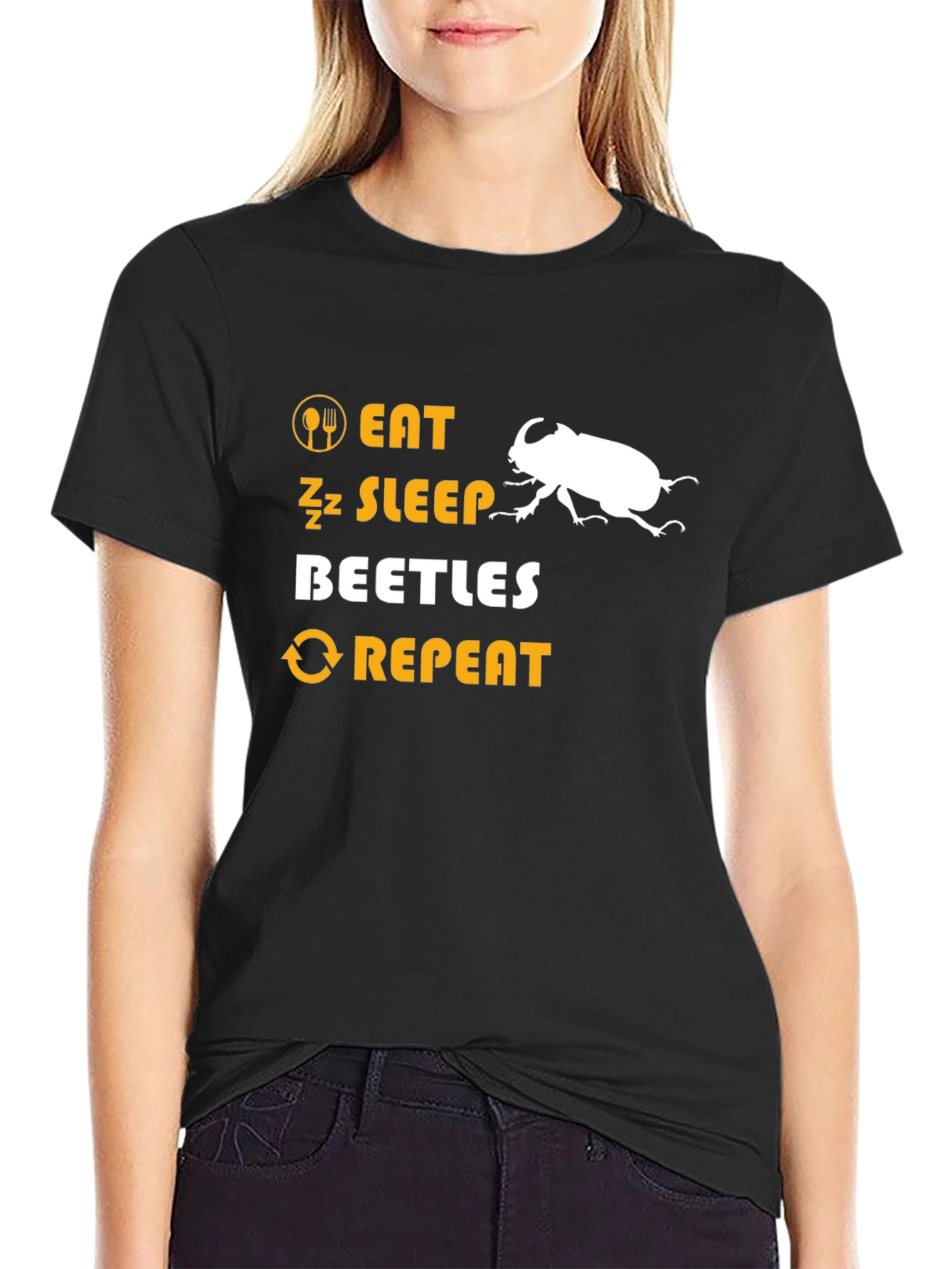 Eat Sleep Beetles Repeat Graphic T-Shirt