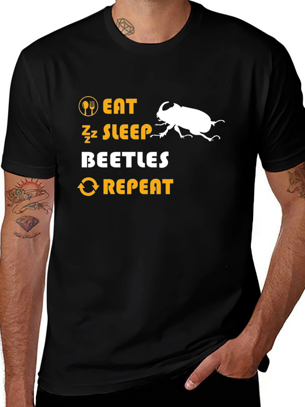 Eat Sleep Beetles Repeat Graphic T-Shirt