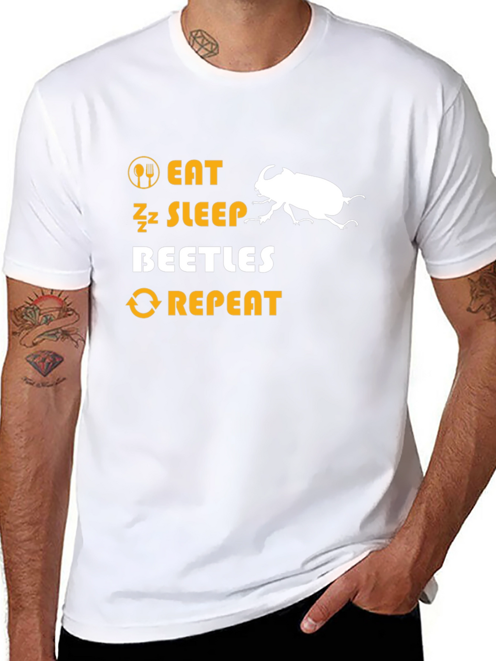 Eat Sleep Beetles Repeat Graphic T-Shirt