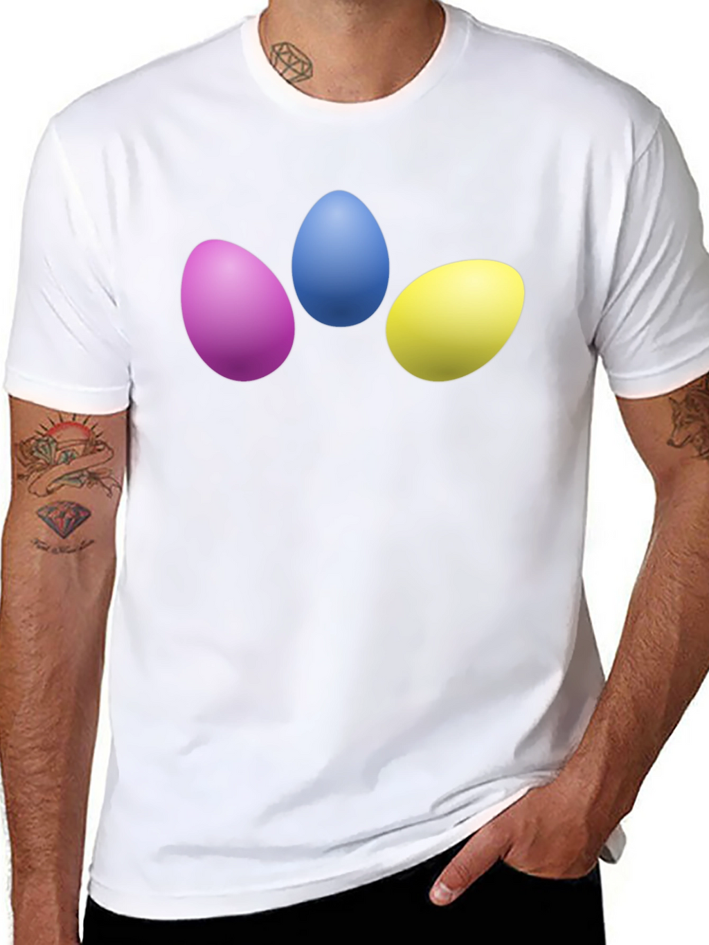 Easter Eggs Graphic Tee - Black Cotton T-Shirt