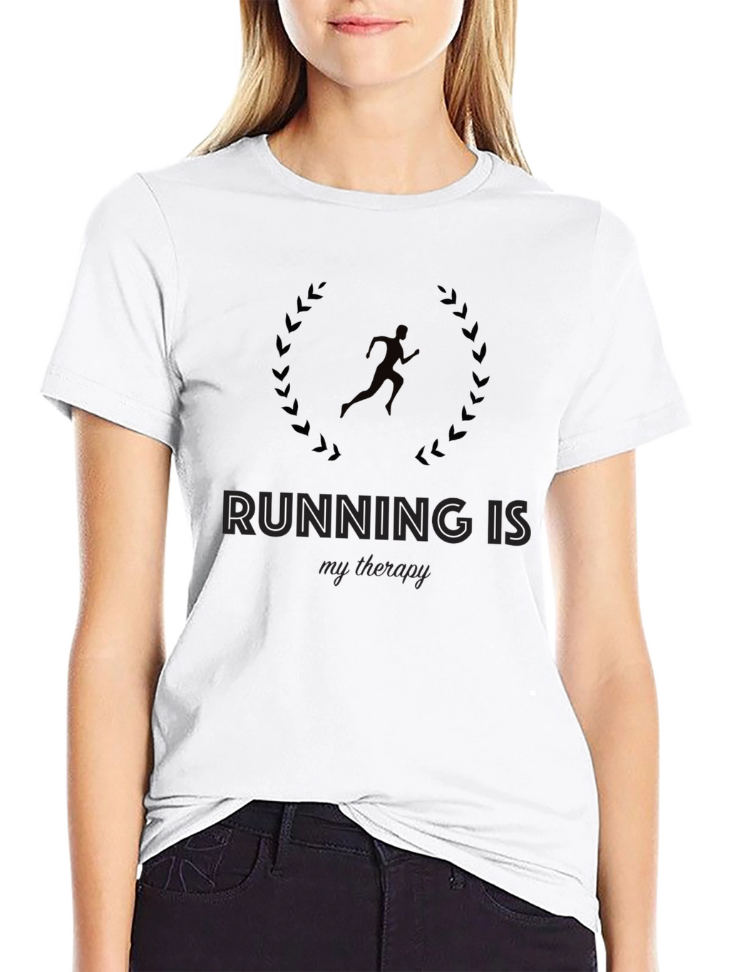 Running is My Therapy Black Graphic Tee