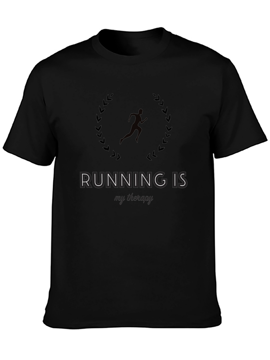 Running is My Therapy Black Graphic Tee