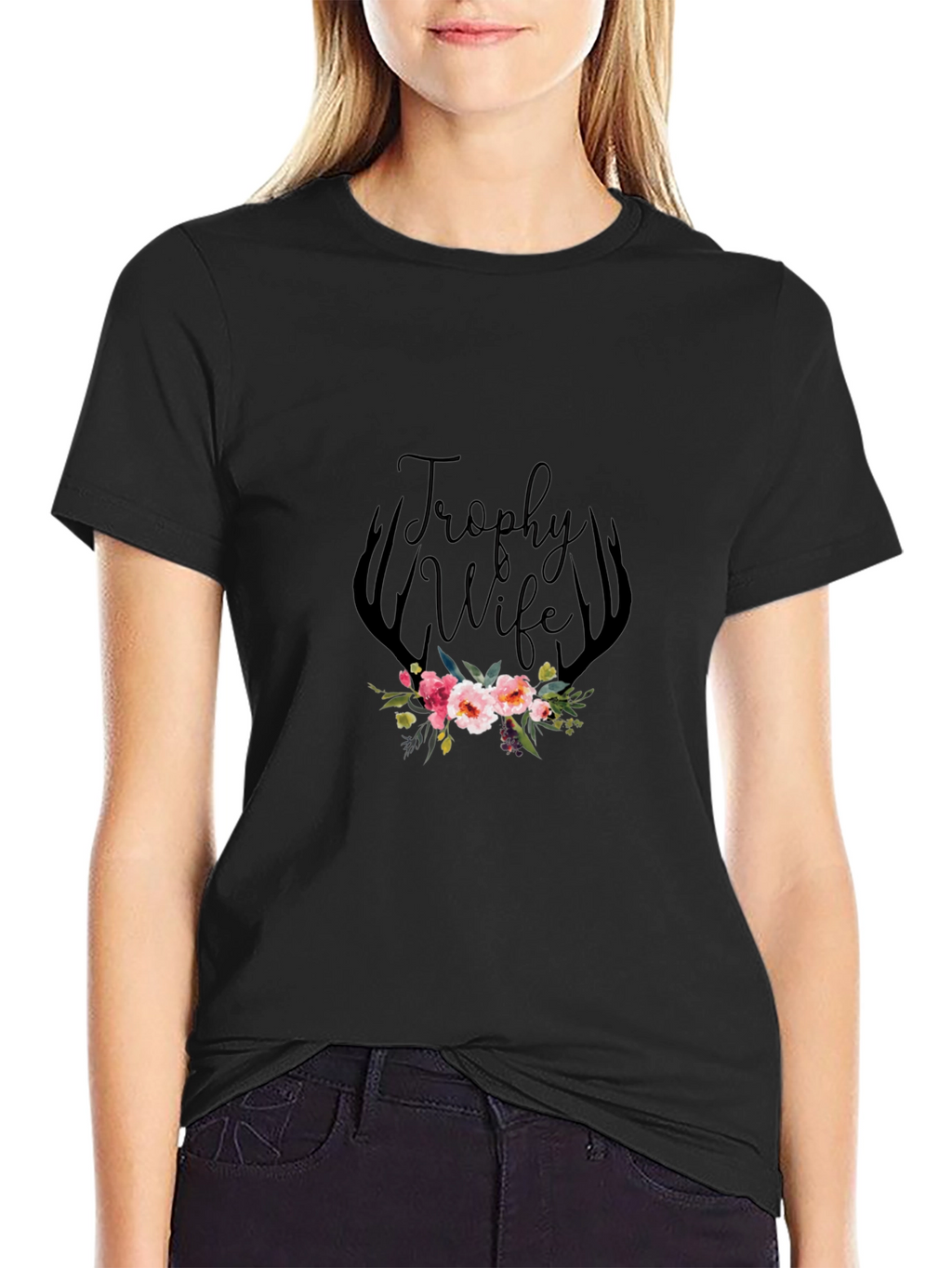 Trophy Wife Floral Antler Graphic Tee