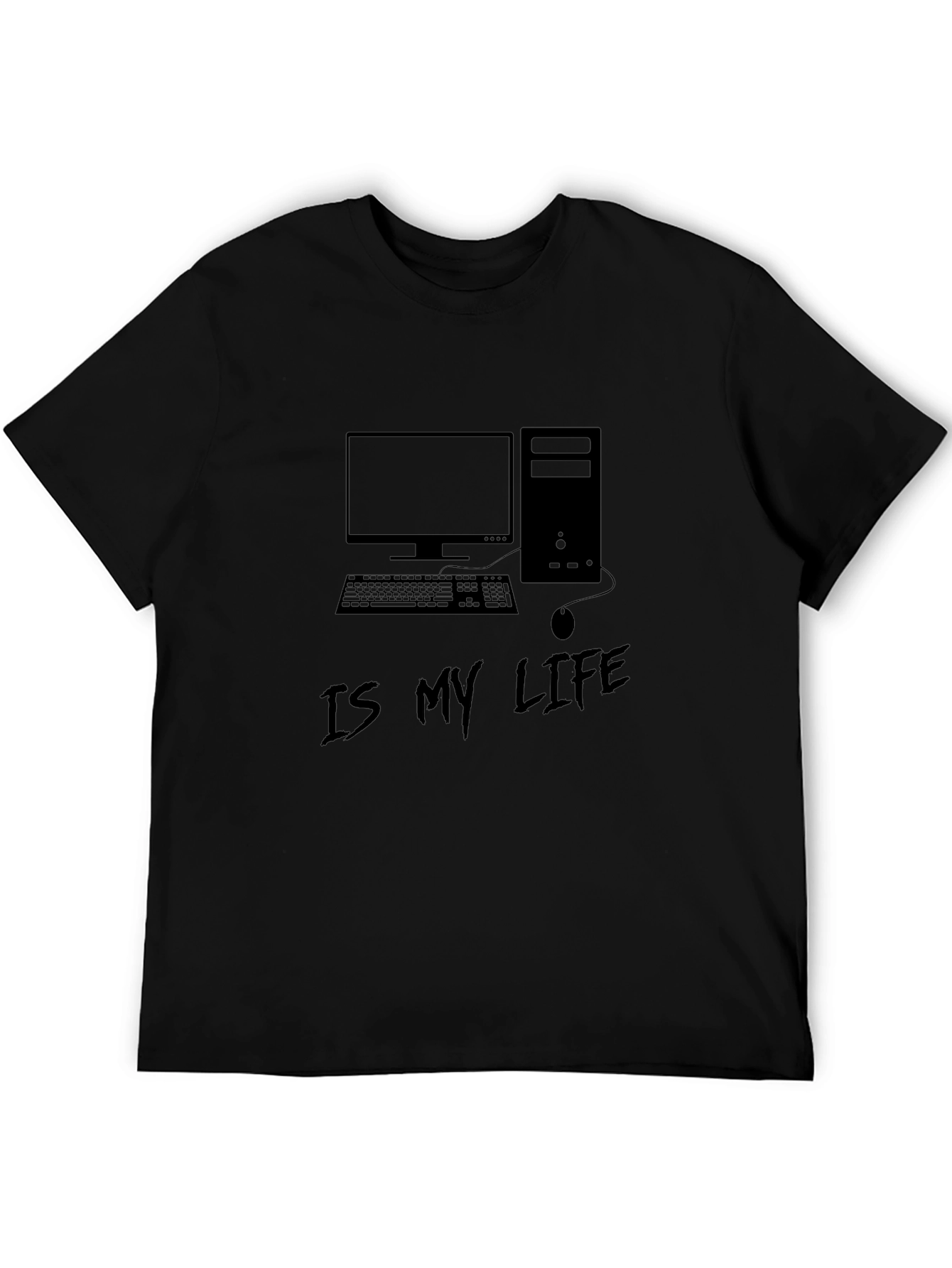 Gamer T-Shirt: Computer is My Life - Black Cotton Tee