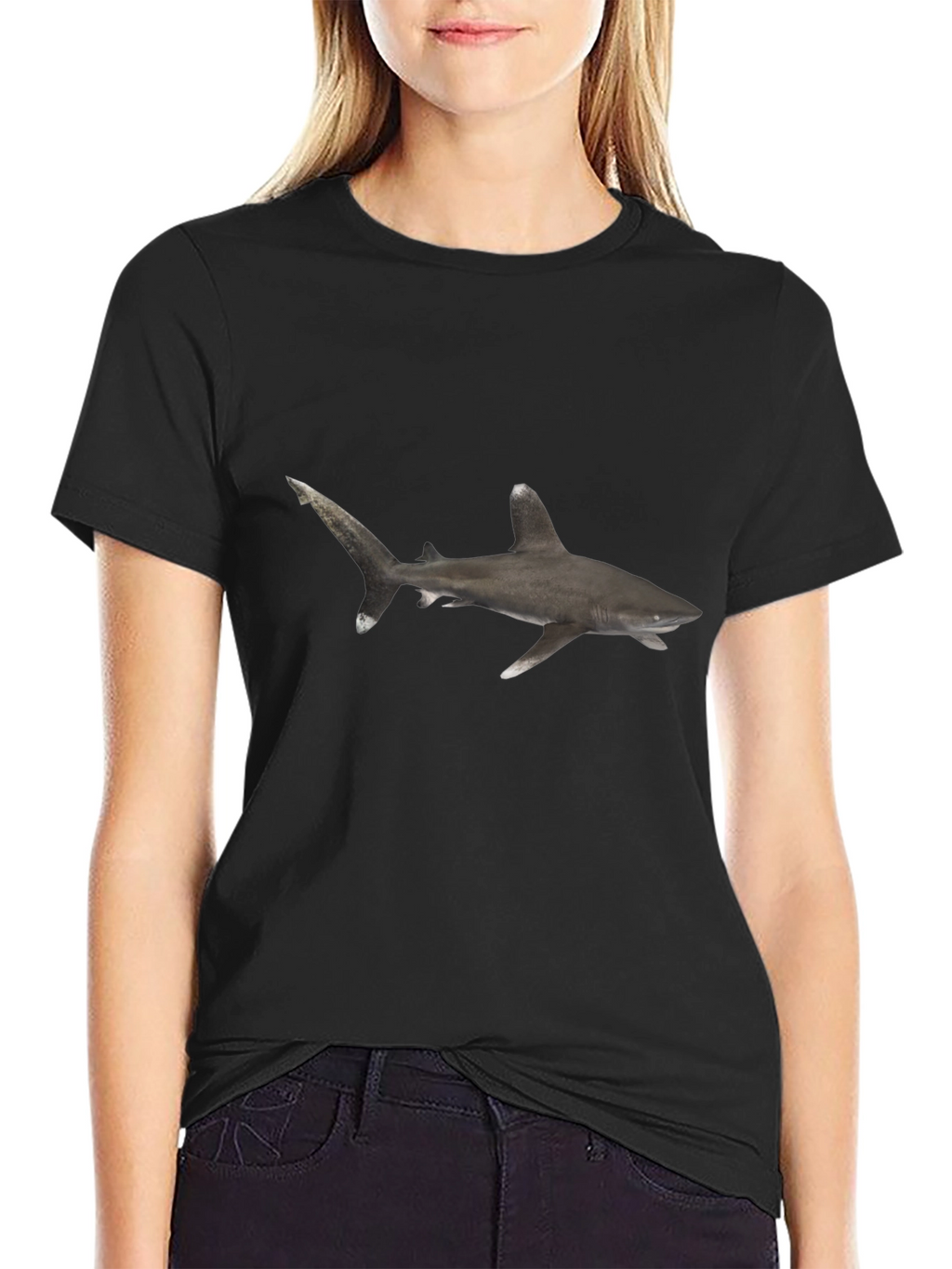 Shark Graphic Black T-Shirt - Mens Casual Tee