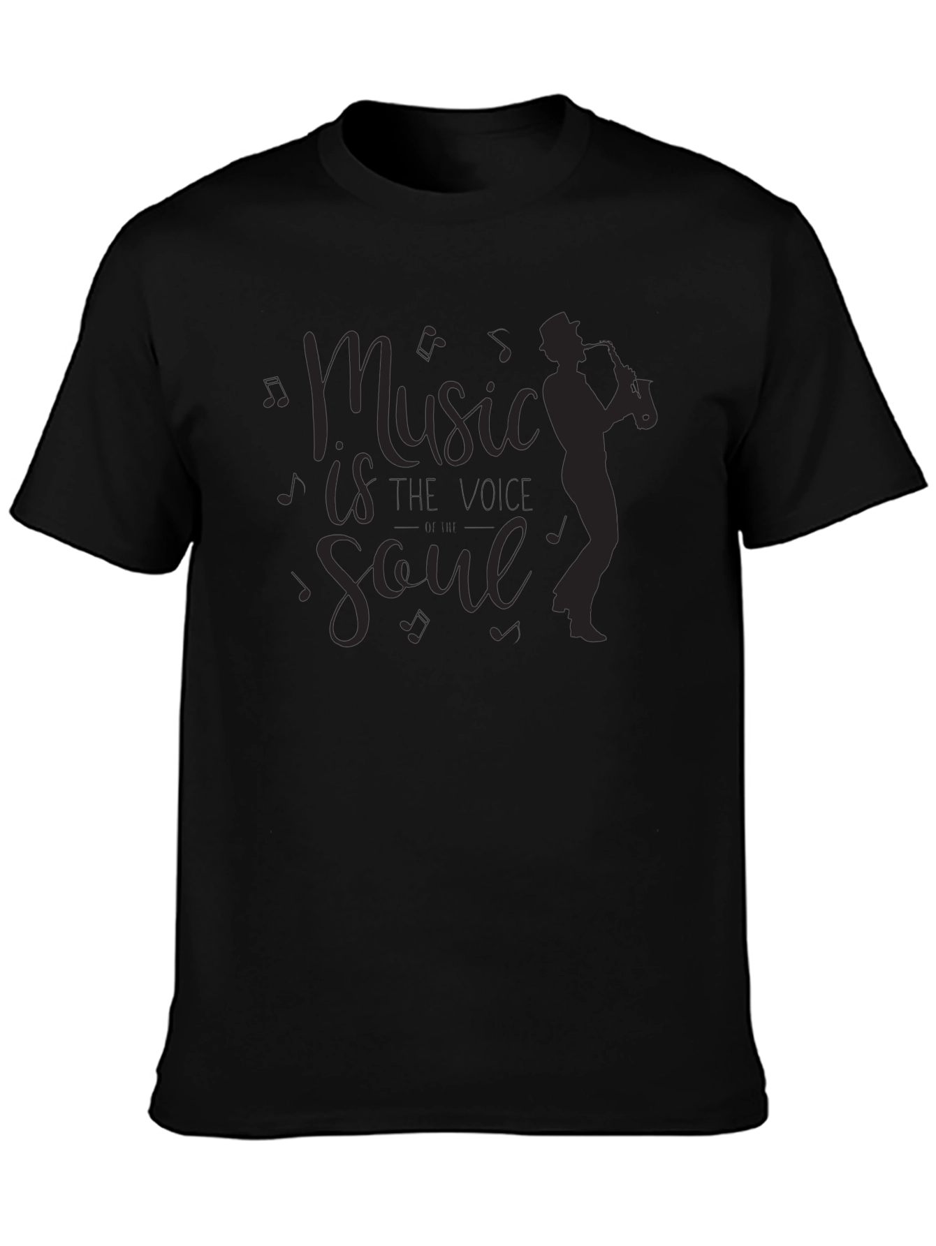 Music is Soul Graphic Tee - Black Cotton T-Shirt