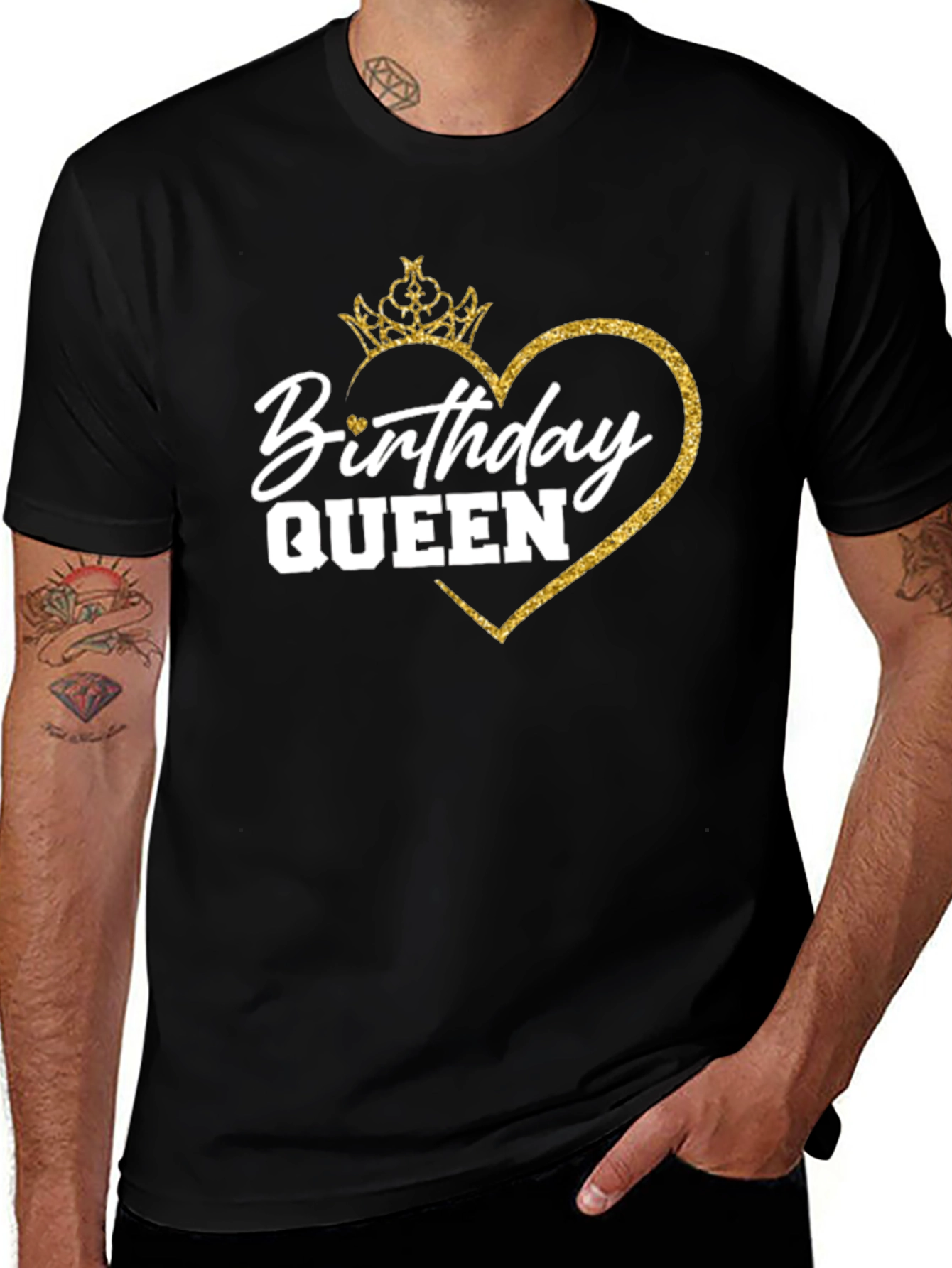 Birthday Queen T-Shirt - Gold Glitter Crown
