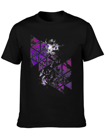 Abstract Geometric Purple Triangle Graphic T-Shirt