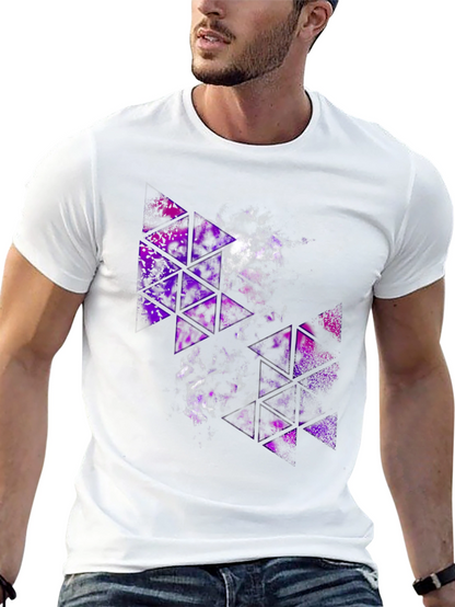 Abstract Geometric Purple Triangle Graphic T-Shirt