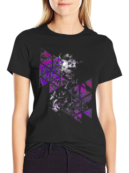 Abstract Geometric Purple Triangle Graphic T-Shirt