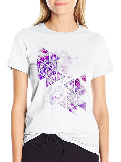 Abstract Geometric Purple Triangle Graphic T-Shirt