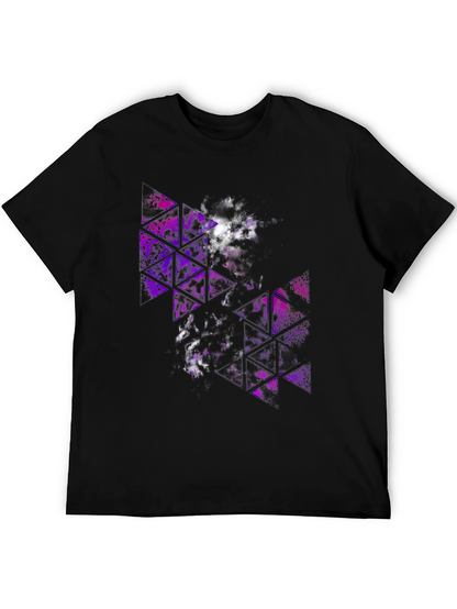 Abstract Geometric Purple Triangle Graphic T-Shirt