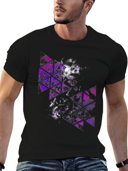 Abstract Geometric Purple Triangle Graphic T-Shirt
