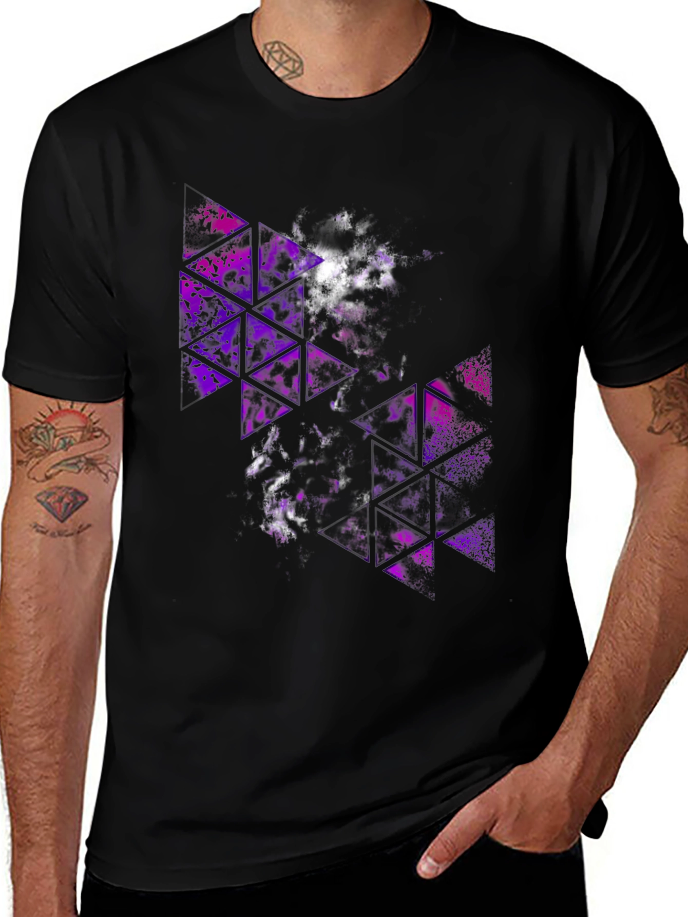 Abstract Geometric Purple Triangle Graphic T-Shirt