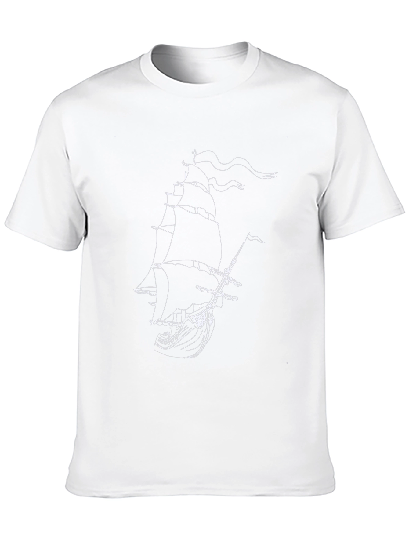 Black T-Shirt with Ship Graphic
