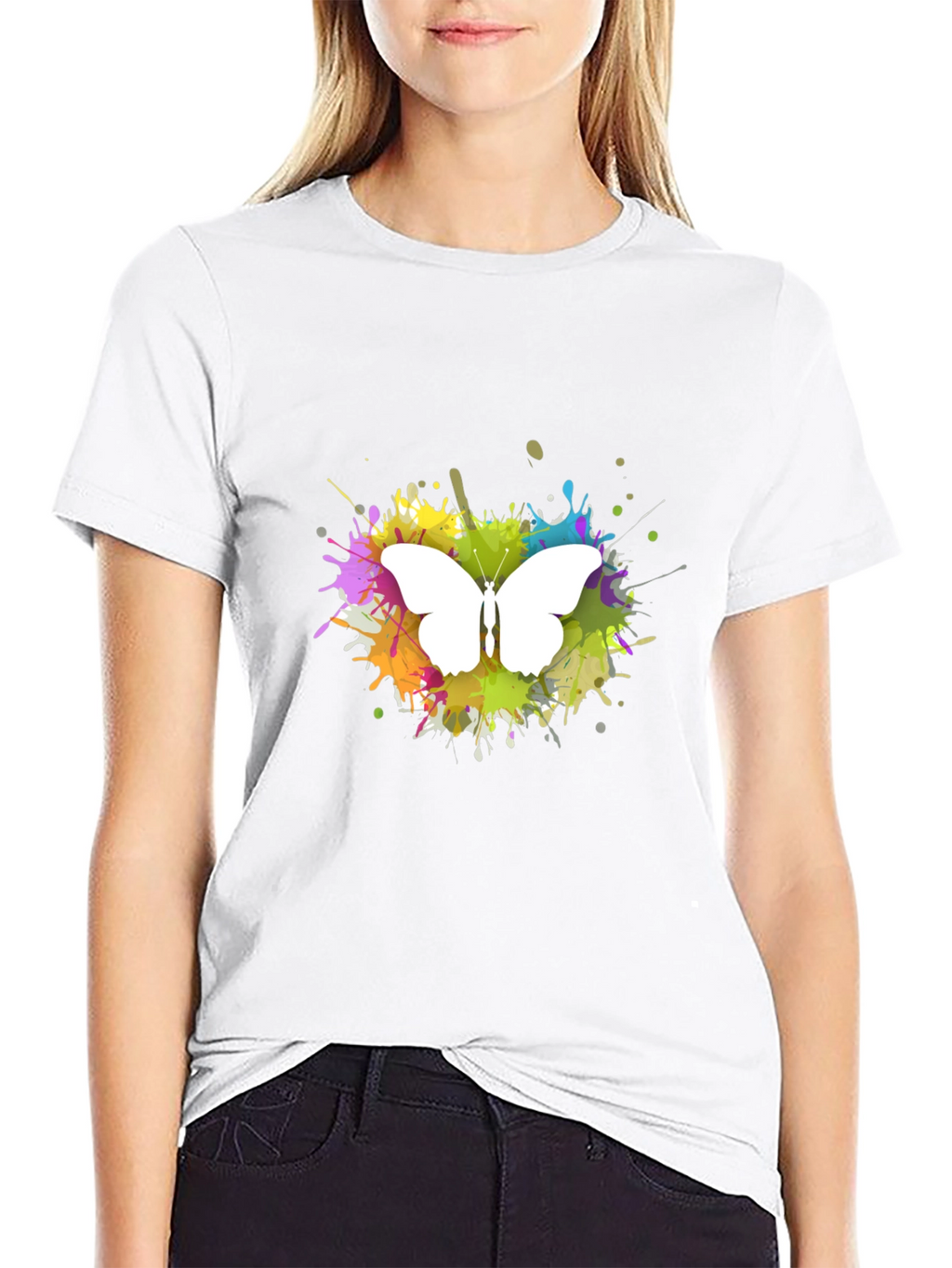 Butterfly Splatter Art T-Shirt - Black