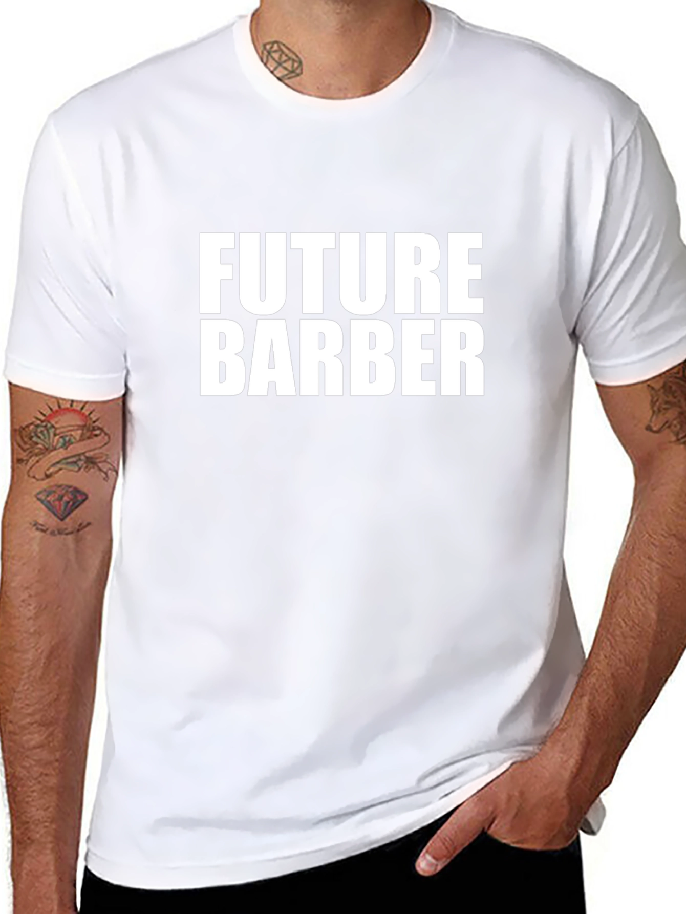 Future Barber T-Shirt - Black Crew Neck Graphic Tee