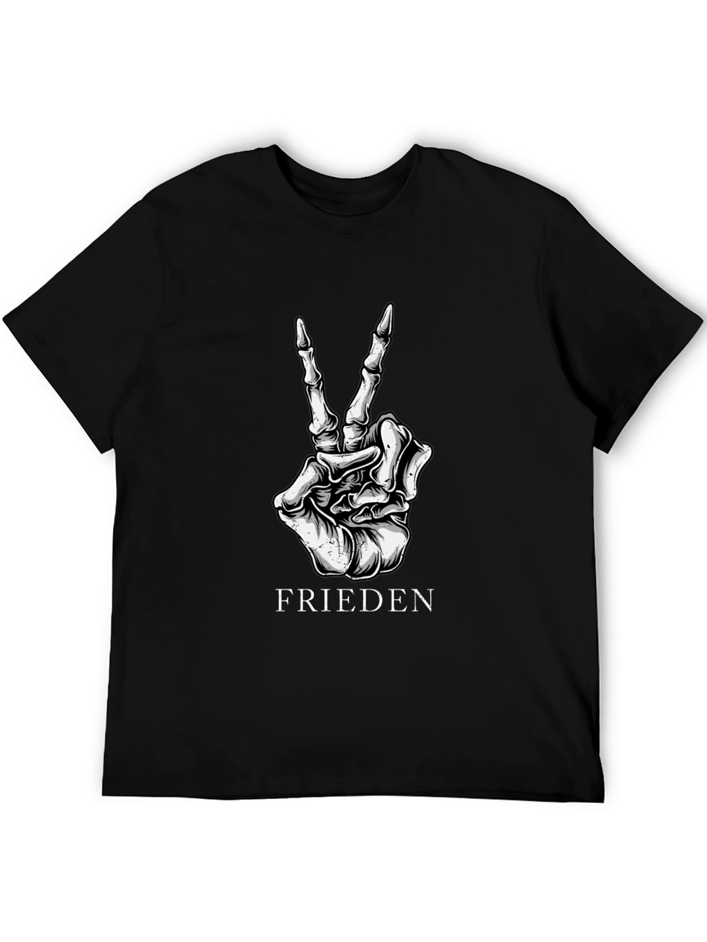 Frieden Peace Skeleton Hand Black Graphic T-Shirt