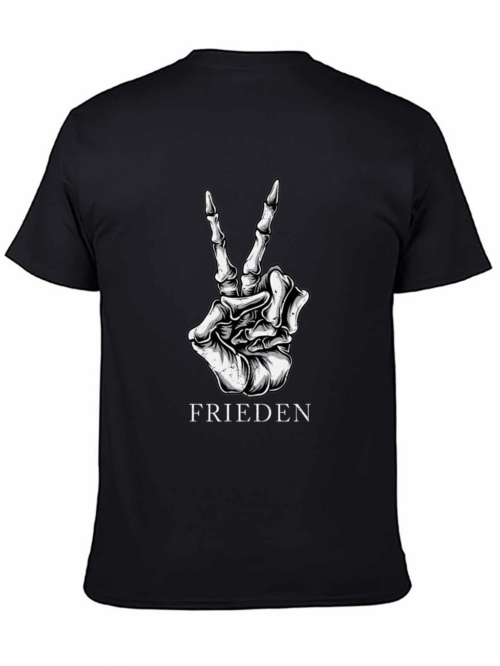 Frieden Peace Skeleton Hand Black Graphic T-Shirt