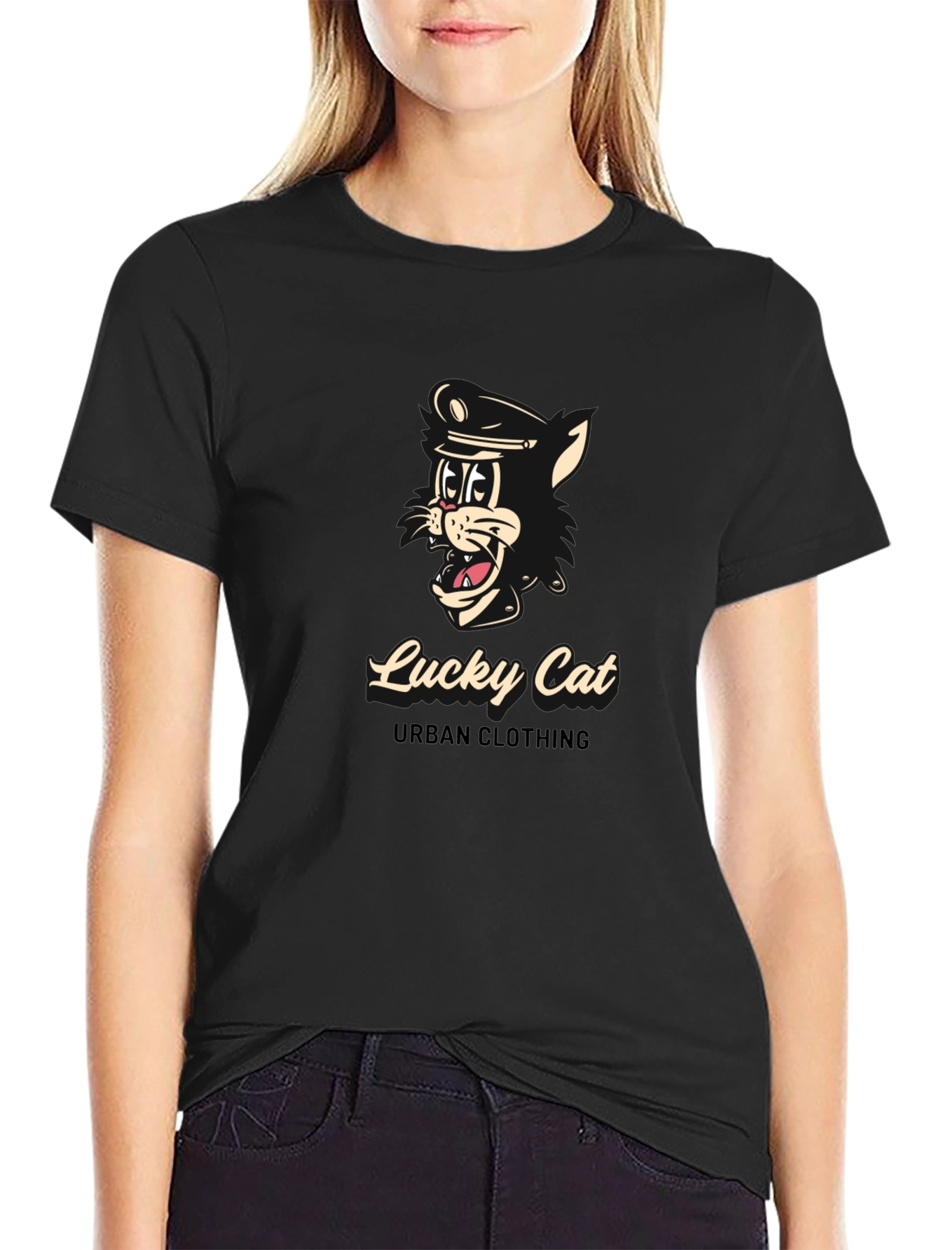 Lucky Cat Black T-Shirt