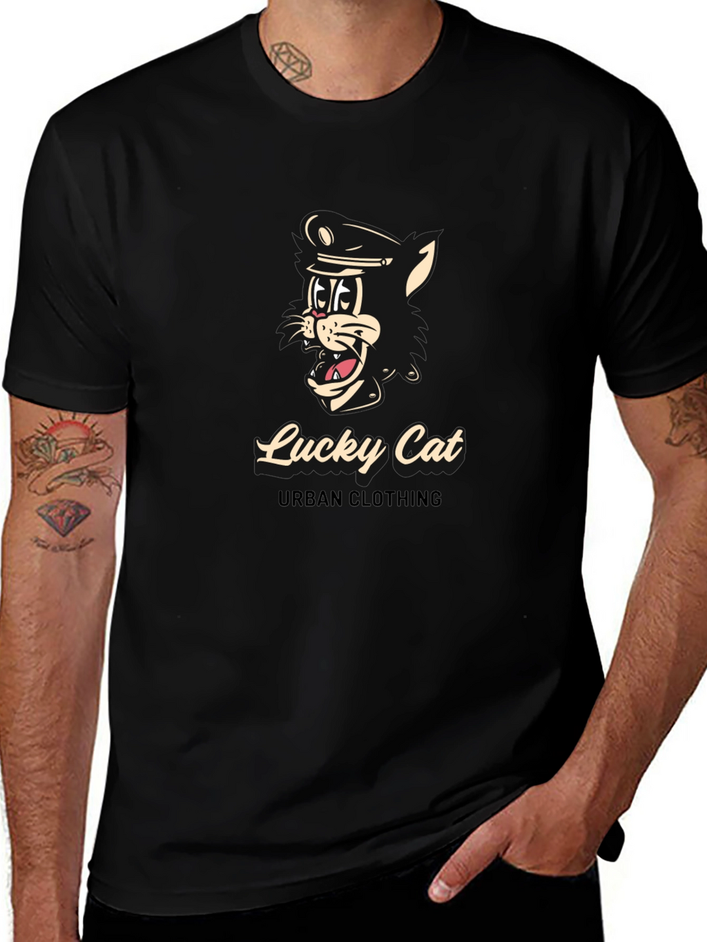 Lucky Cat Black T-Shirt