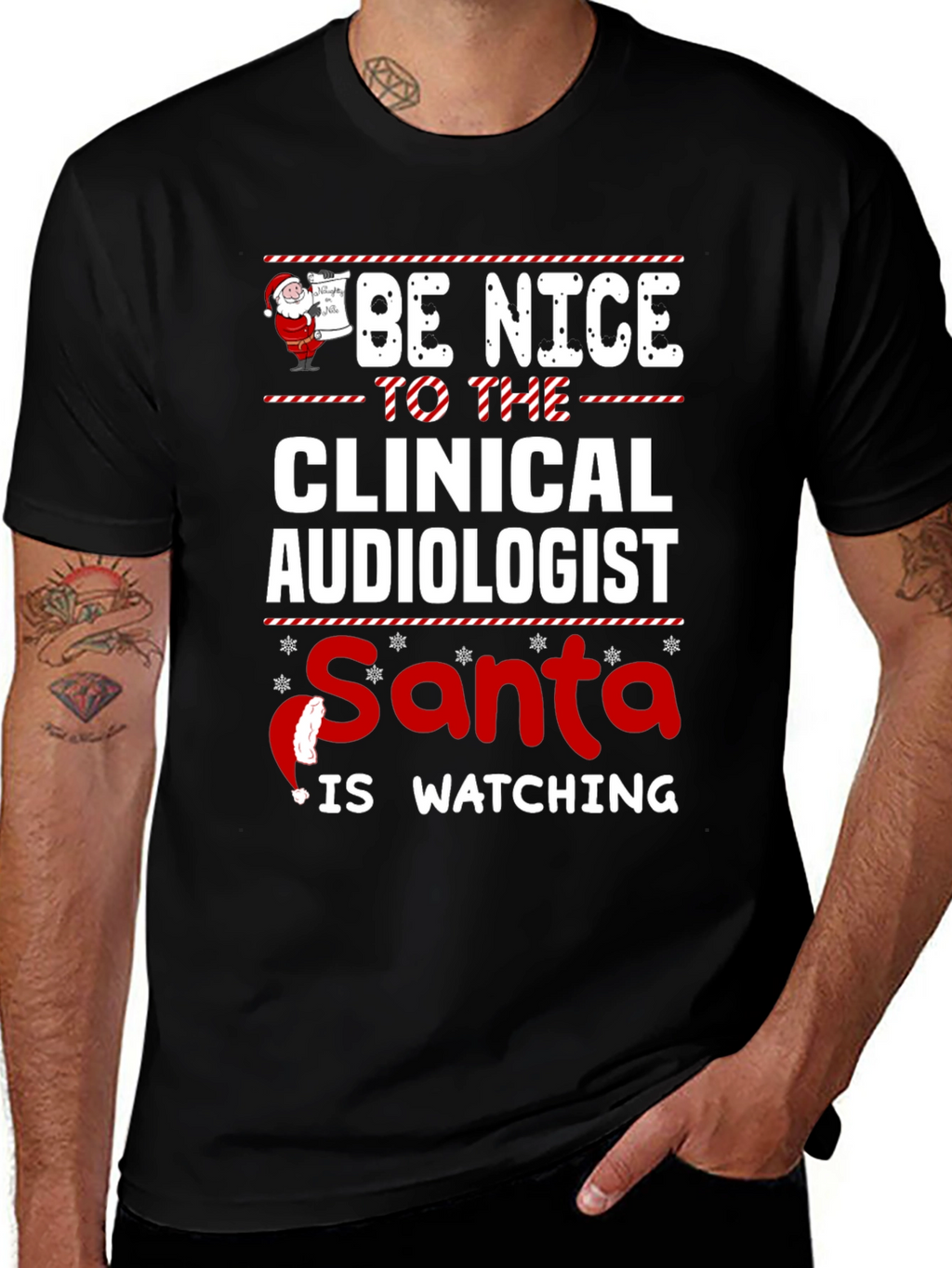 Clinical Audiologist Santa Watching T-Shirt