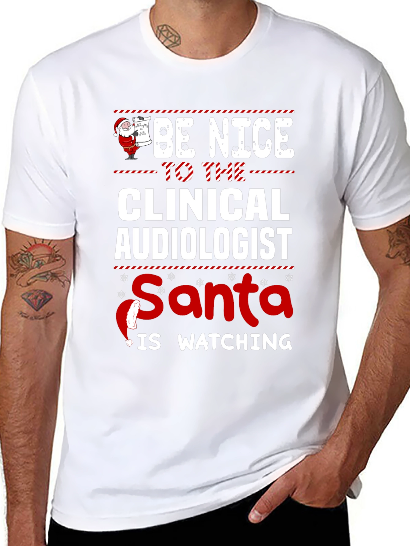 Clinical Audiologist Santa Watching T-Shirt