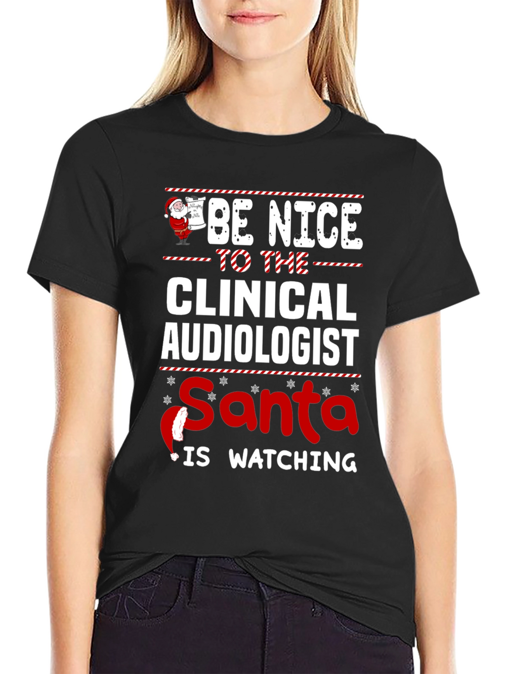 Clinical Audiologist Santa Watching T-Shirt