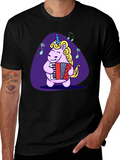 Unicorn Accordion Player Black T-Shirt