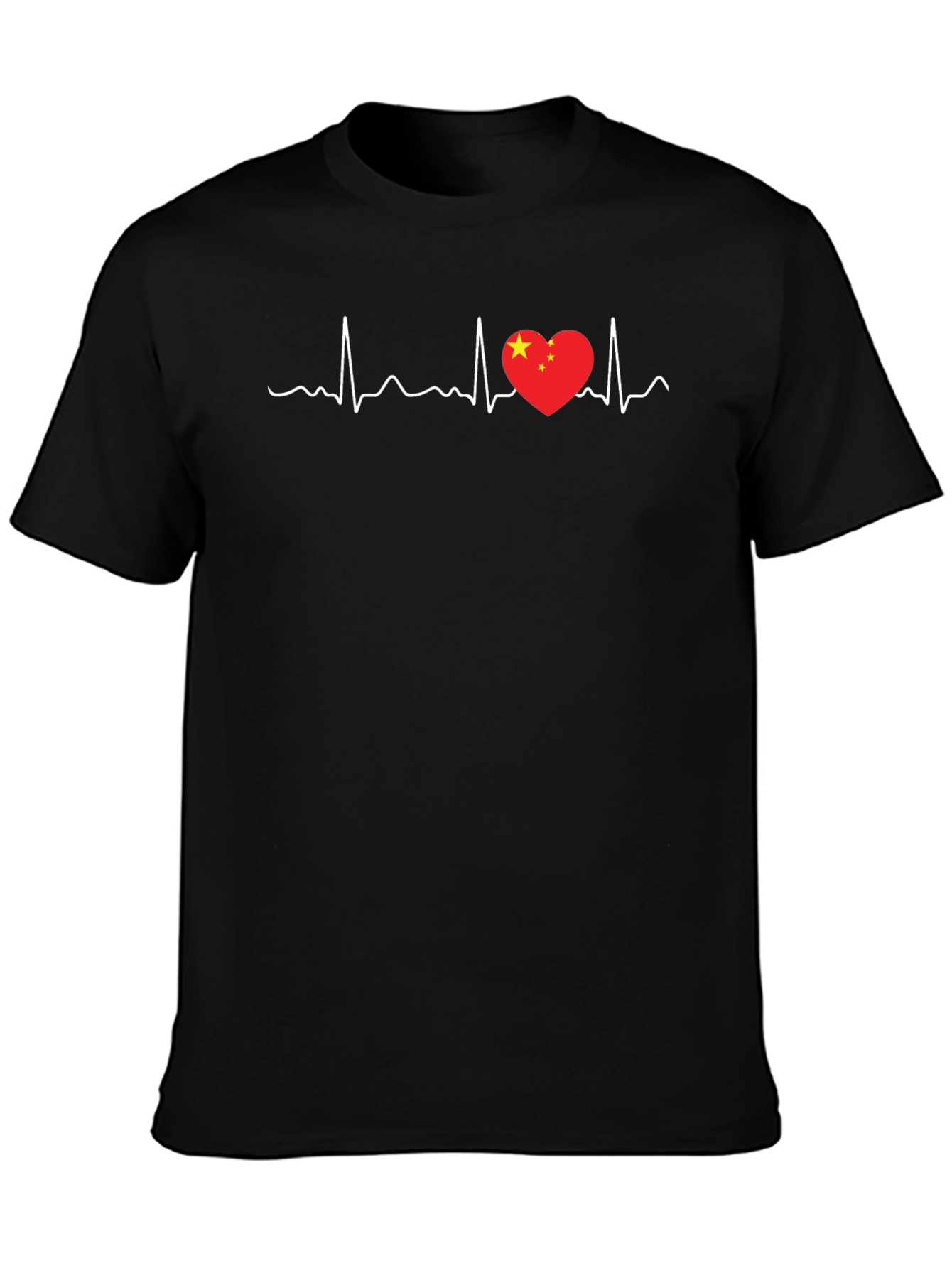 China Love Heartbeat T-Shirt - Black Graphic Tee